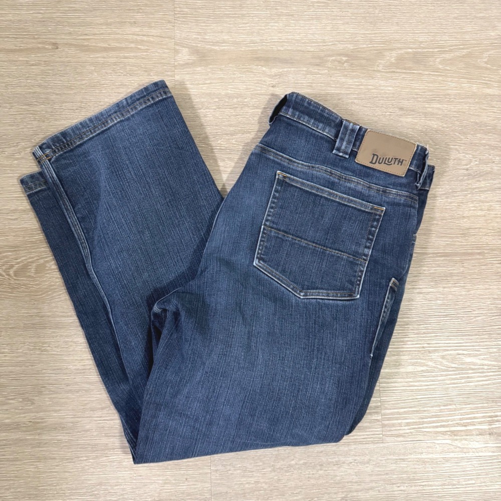 Duluth Trading Co Ballroom Double Flex Jeans Mens 40x30 Blue Relaxed Fit 36336